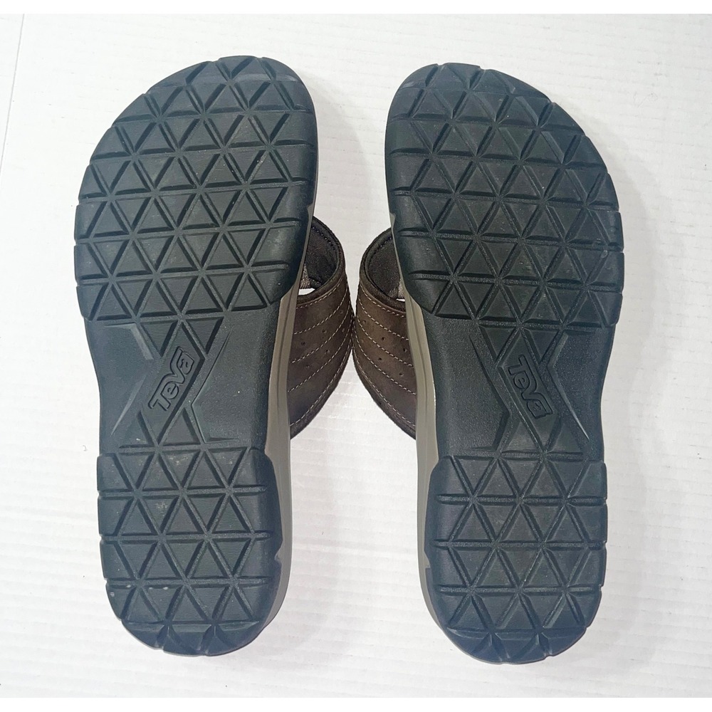 Teva Langdon Flip Flops Mens 13 Brown Waterproof Leather Thong Sandals Outdoor - Picture 7 of 8